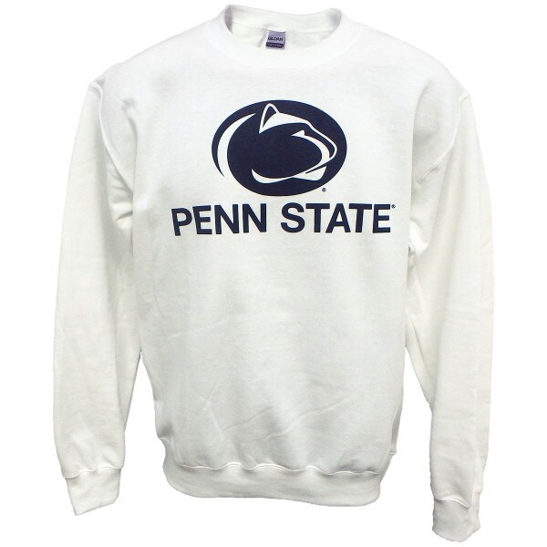 white crew sweatshirt navy athletic logo & Penn State image